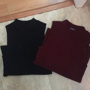 TWO RIBBED HIGH NECK TOPS
